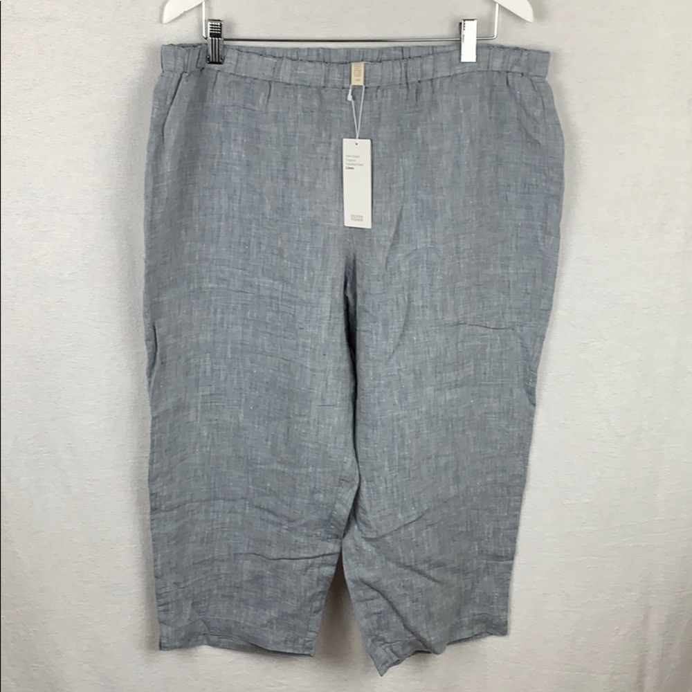 NWT Eileen Fisher Organic Linen Straight Crop Pant